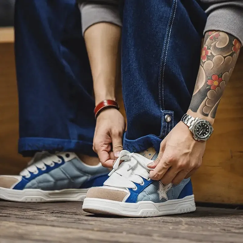 Denim Star Blue Y2K Sneakers for Stylish Streetwear Fashion