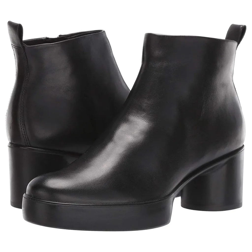 Ecco Shape Sculpted Motion 35 Full Grain Leather Women's Block Heel Zip Up Ankle Boots