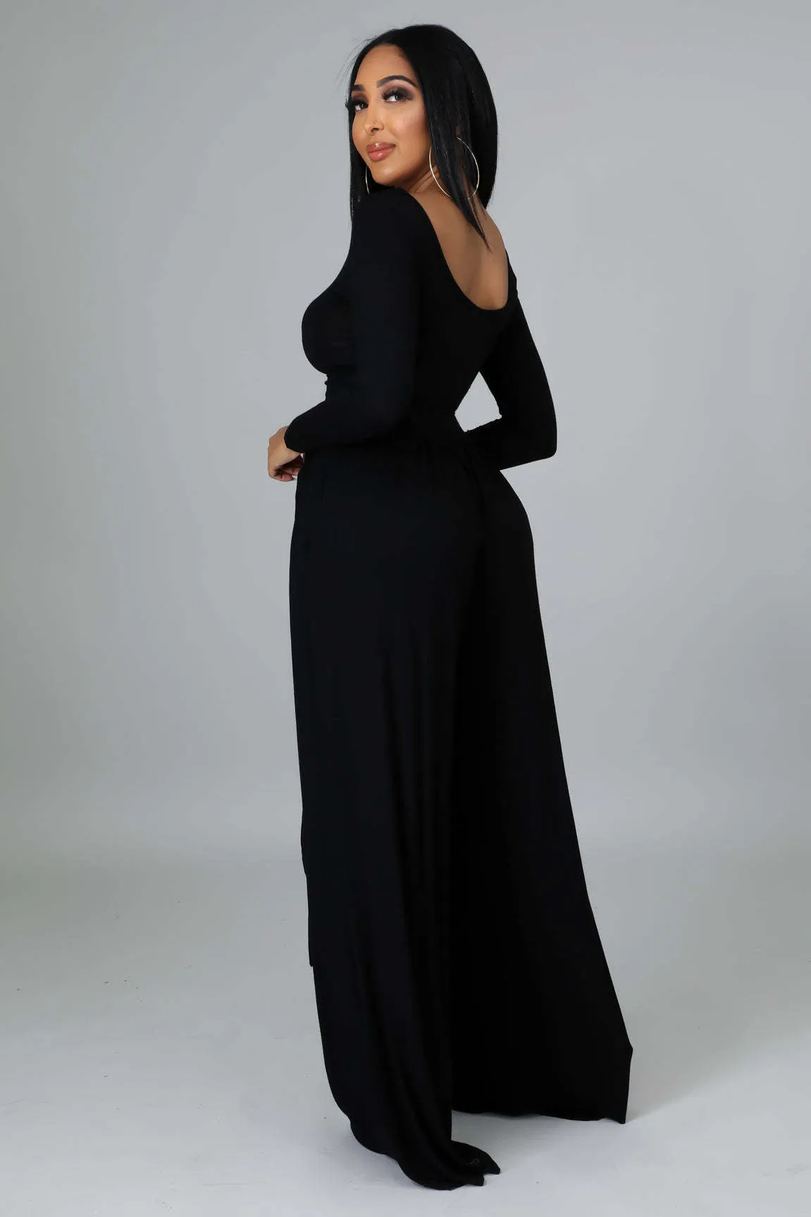Elegant Round Neck Crop Top and Flowing Wide-Leg Trousers Two-Piece Set