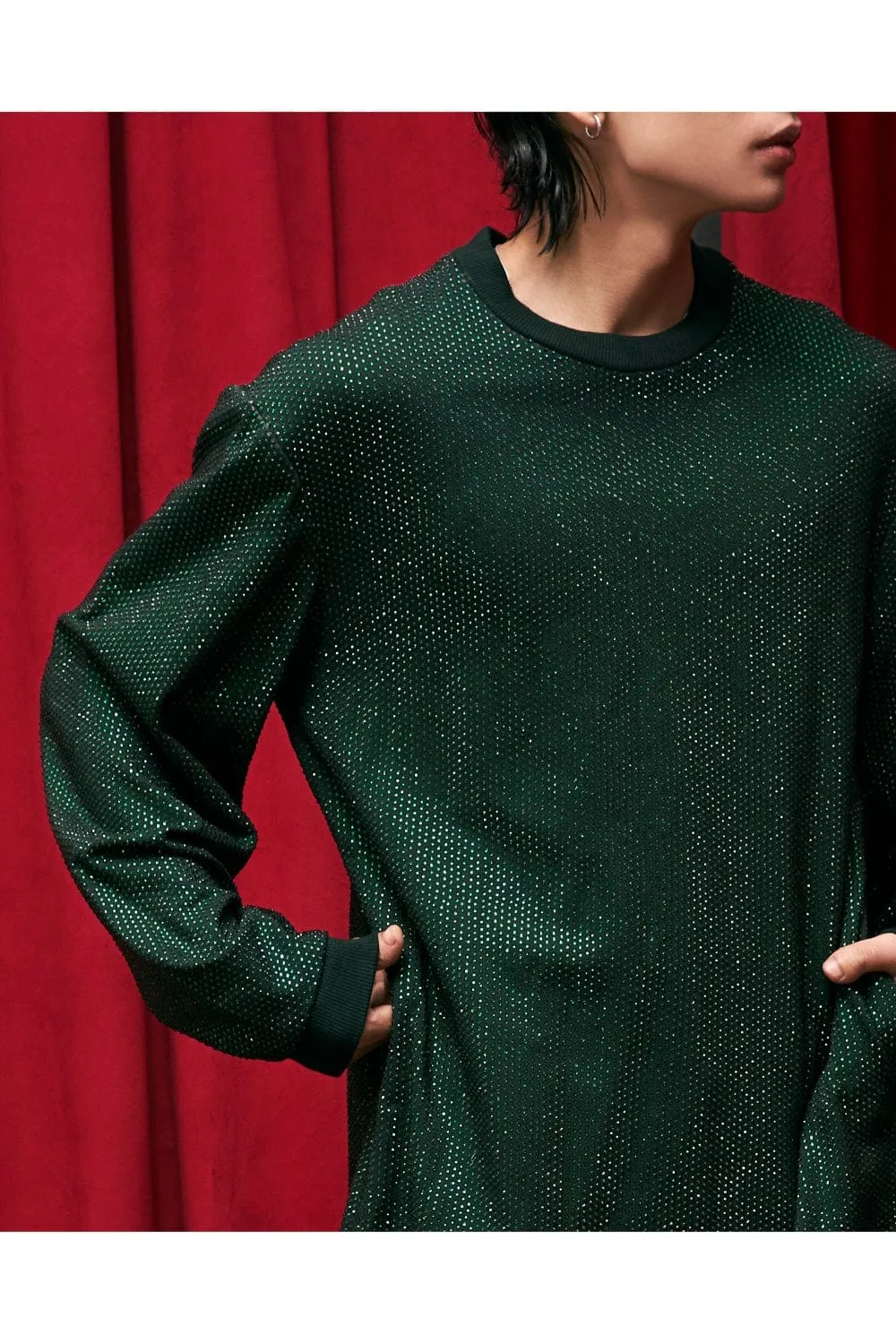 Emerald Green Italian Crepe Crystal Embellished Co-Ord Set
