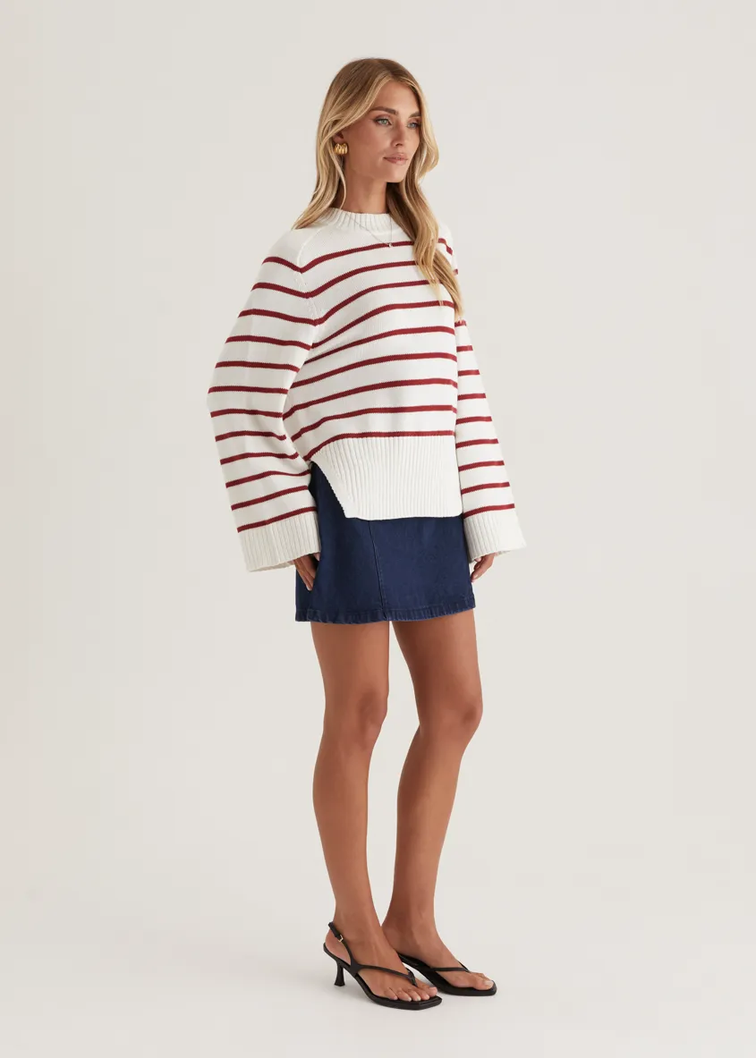 Eva Sweater - Wine Stripe