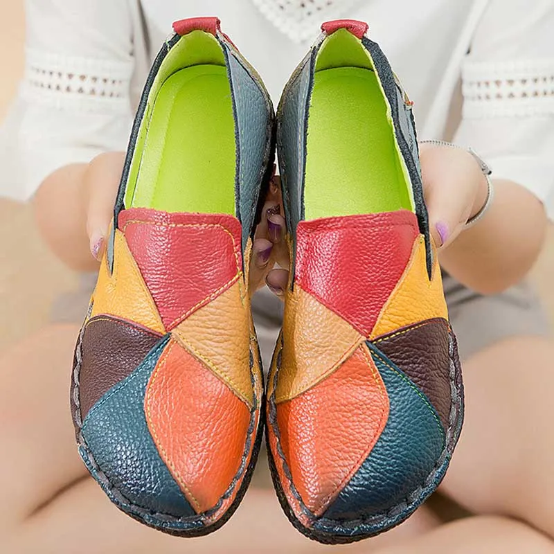 Fashion Genuine Leather Flat Women Loafers Shoes