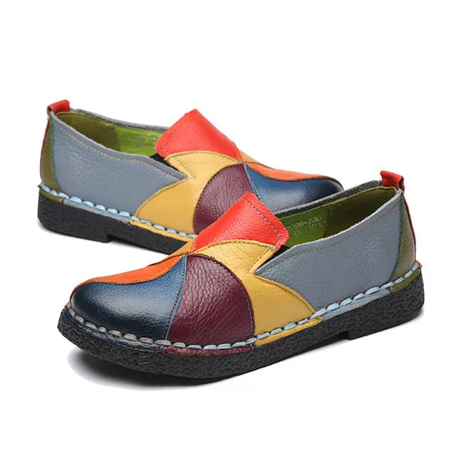 Fashion Genuine Leather Flat Women Loafers Shoes