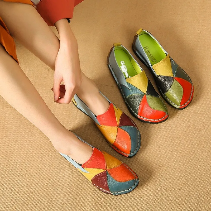 Fashion Genuine Leather Flat Women Loafers Shoes