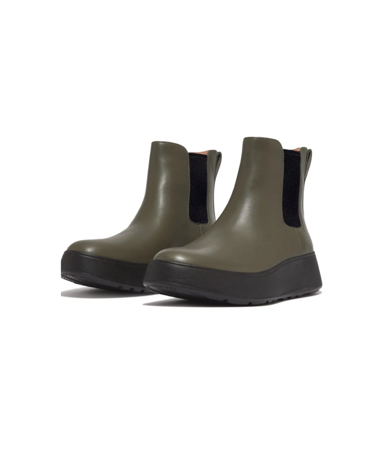 Fitflop F-Mode Flatform Chelsea Boots Deep Olive