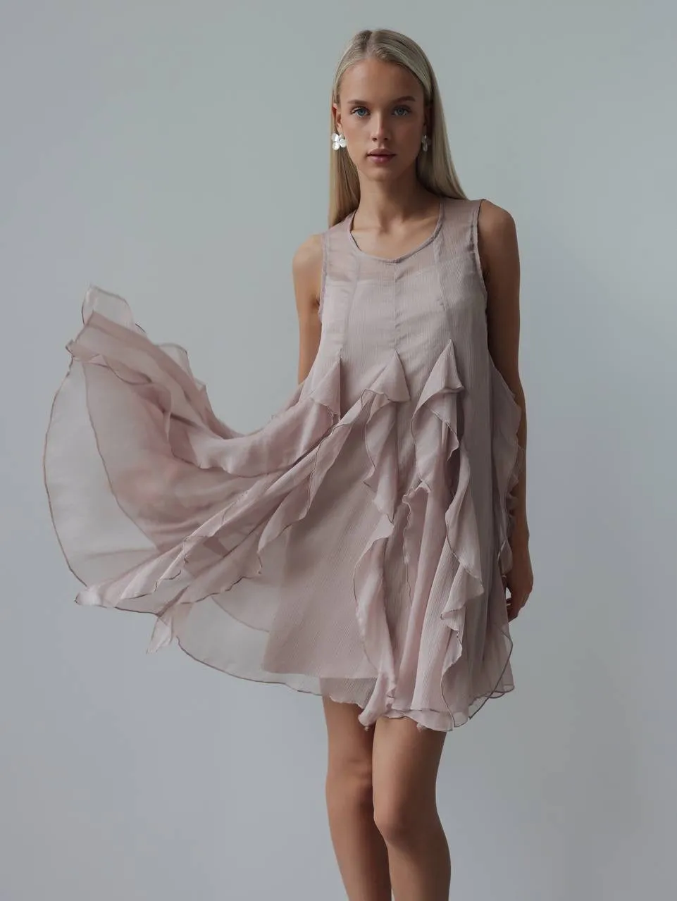 Flowy Ruffled Sleeveless Mini Dress