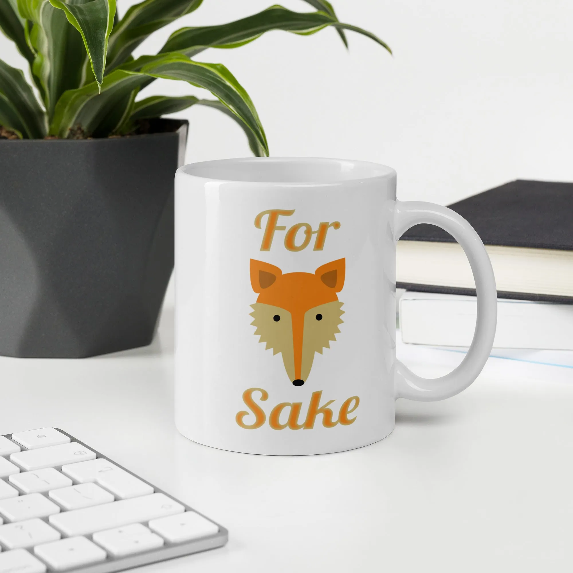 For Fox Sake White glossy mug