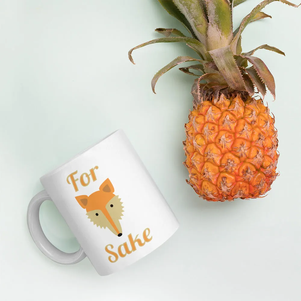 For Fox Sake White glossy mug