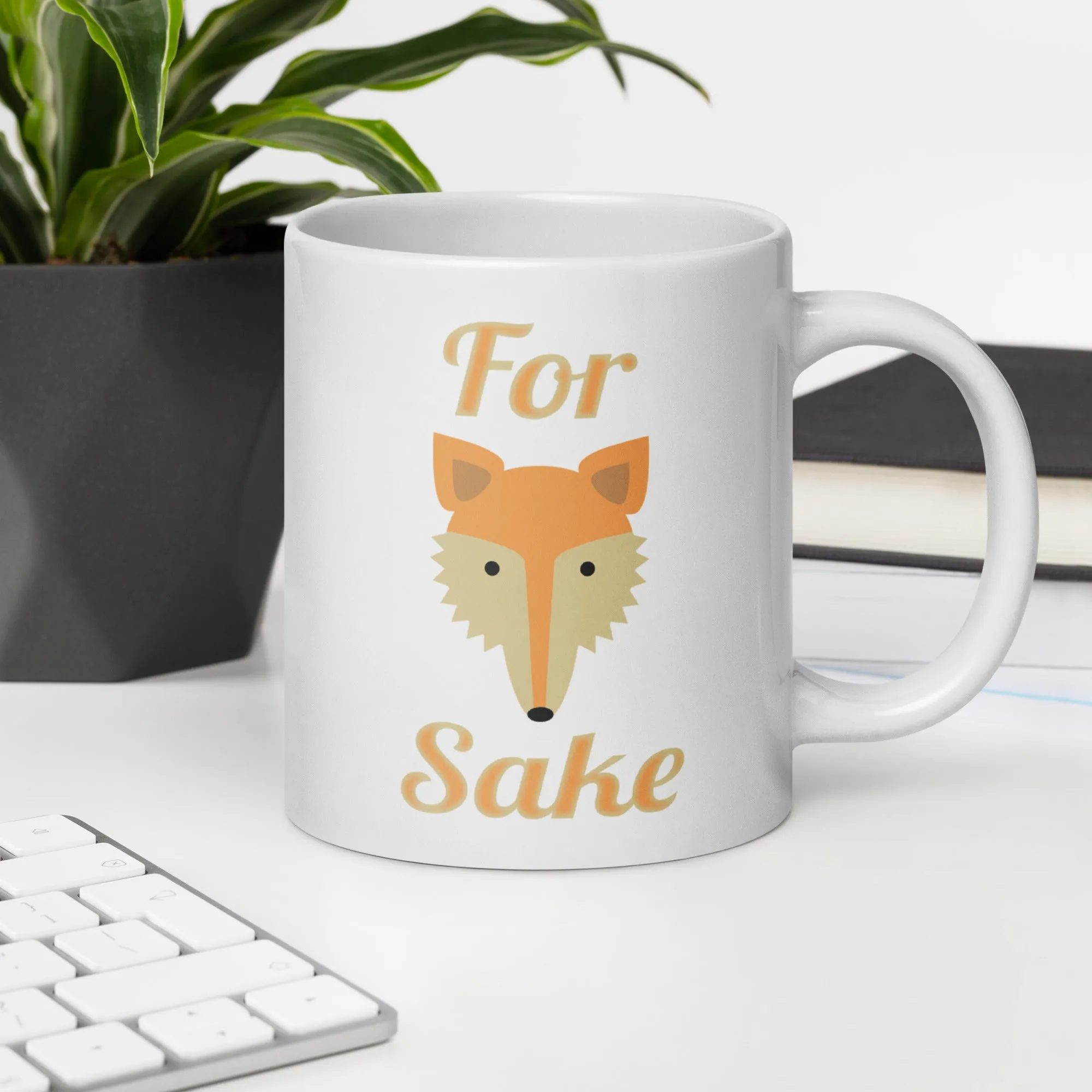 For Fox Sake White glossy mug
