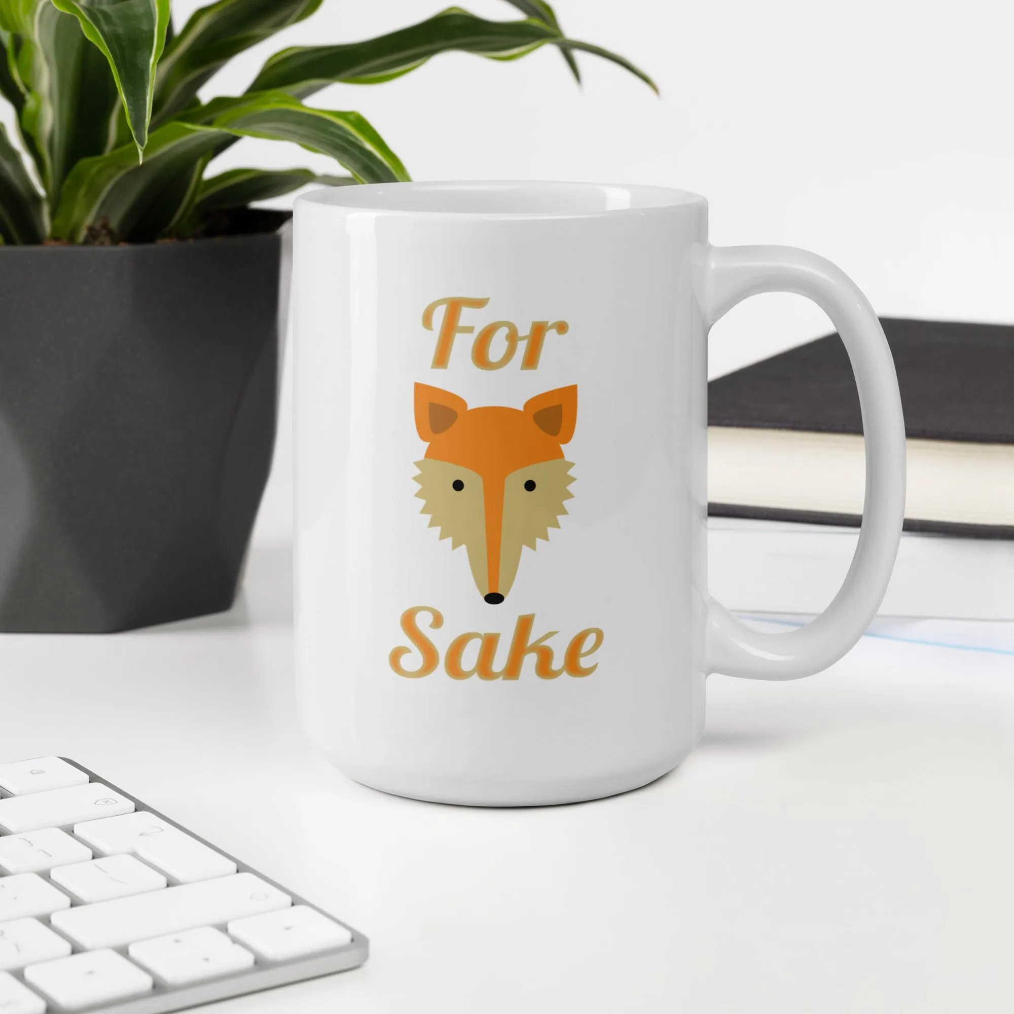 For Fox Sake White glossy mug