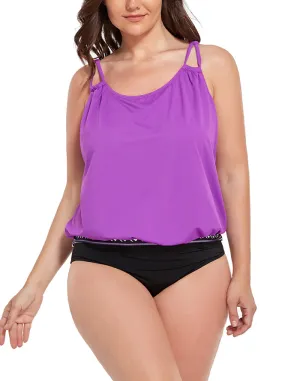 FULLFITALL - Purple Loop Strap Blouson Tankini Set