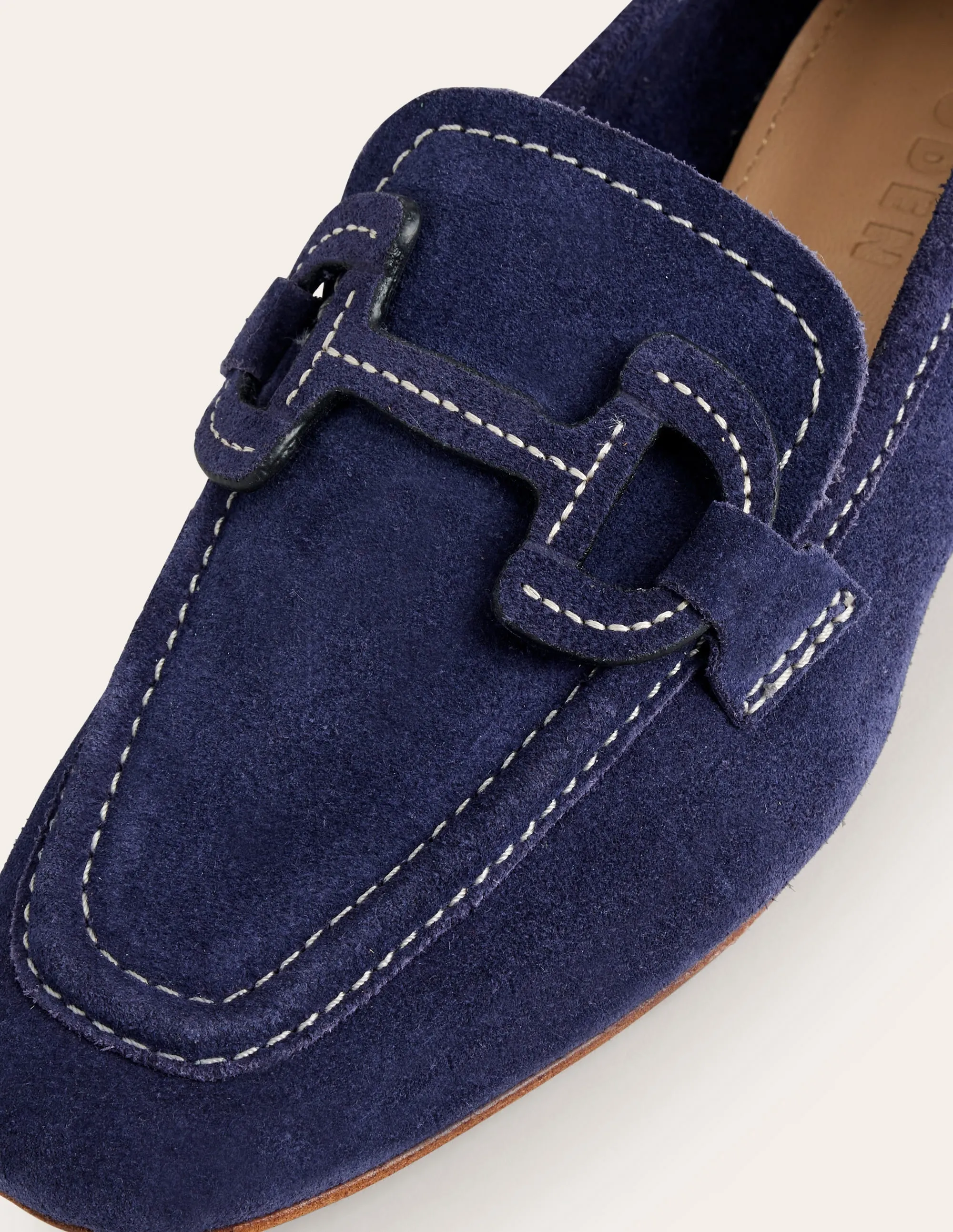 Genähte Loafer mit Trensendetail-Marineblau Wildleder