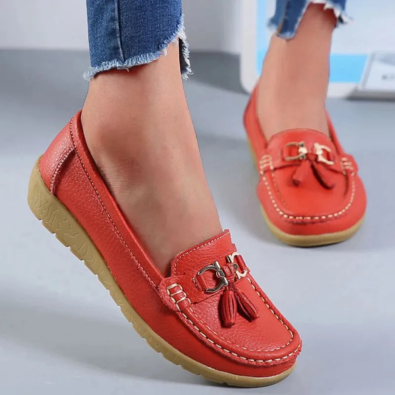 Genuine Leather Wedge Casual Shoes Ballerina