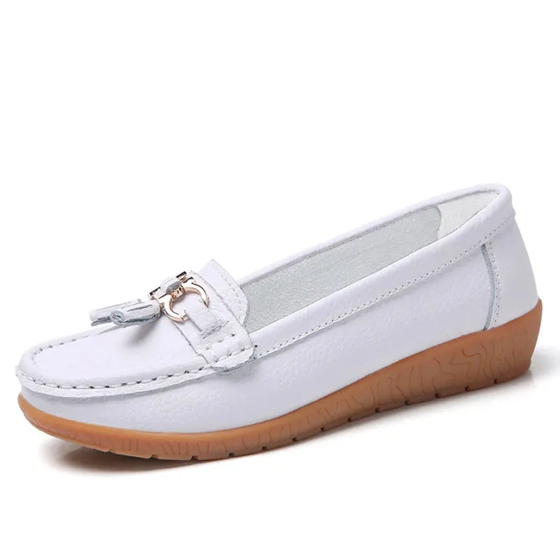 Genuine Leather Wedge Casual Shoes Ballerina