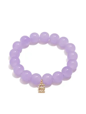 Glossy Glass Bead Stretch Bracelet - Lavender