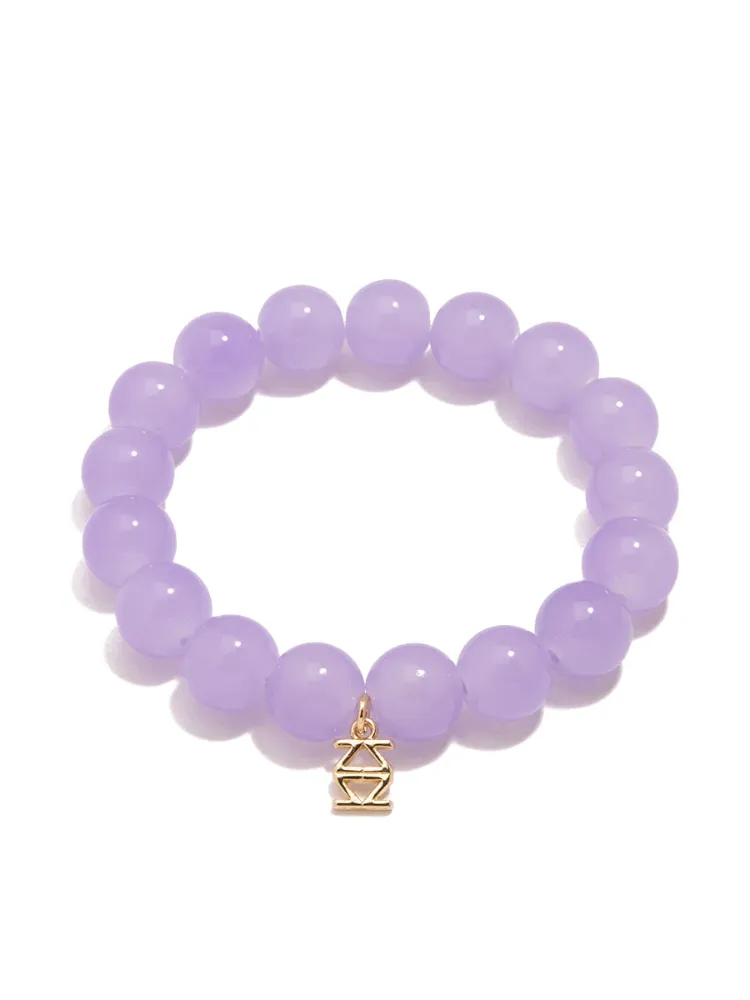 Glossy Glass Bead Stretch Bracelet - Lavender