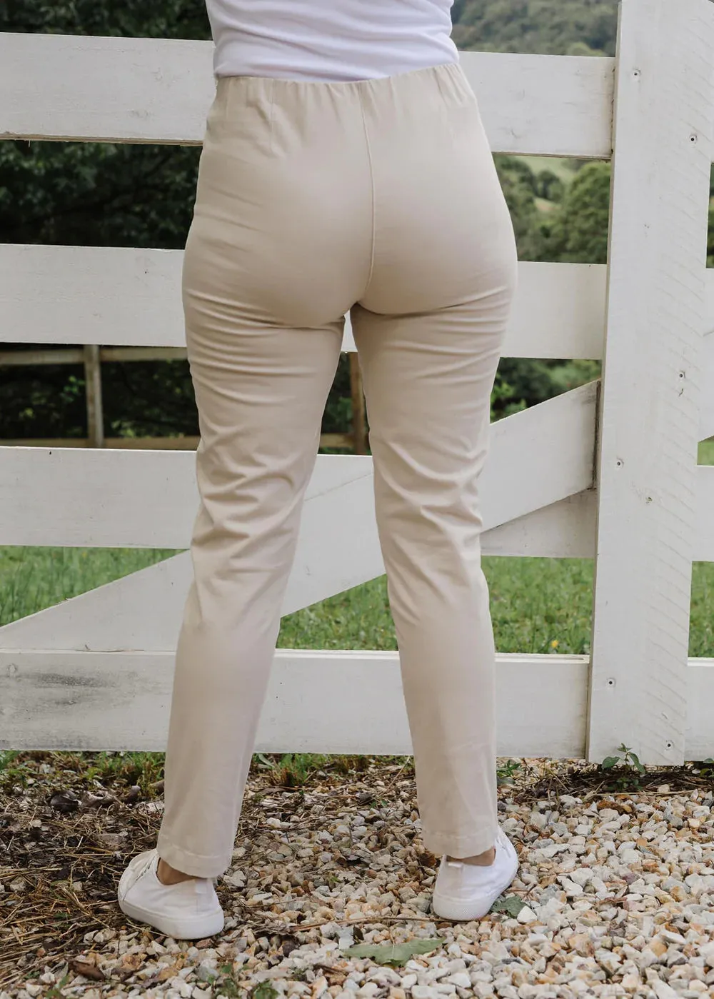 Goondiwindi Cotton - 97% Cotton 3% Spandex Elastic Waist Pant Beige