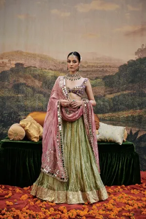 Green Tissue Lehenga Set