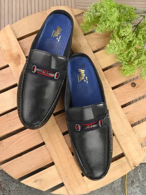 Hitz Men's Black Leather Casual Loafers