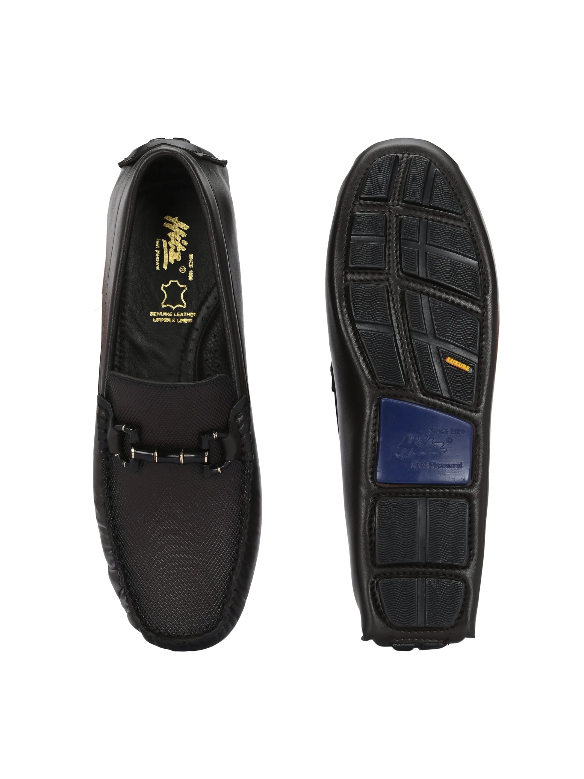 HITZ Men's Brown Leather Casual Loafers