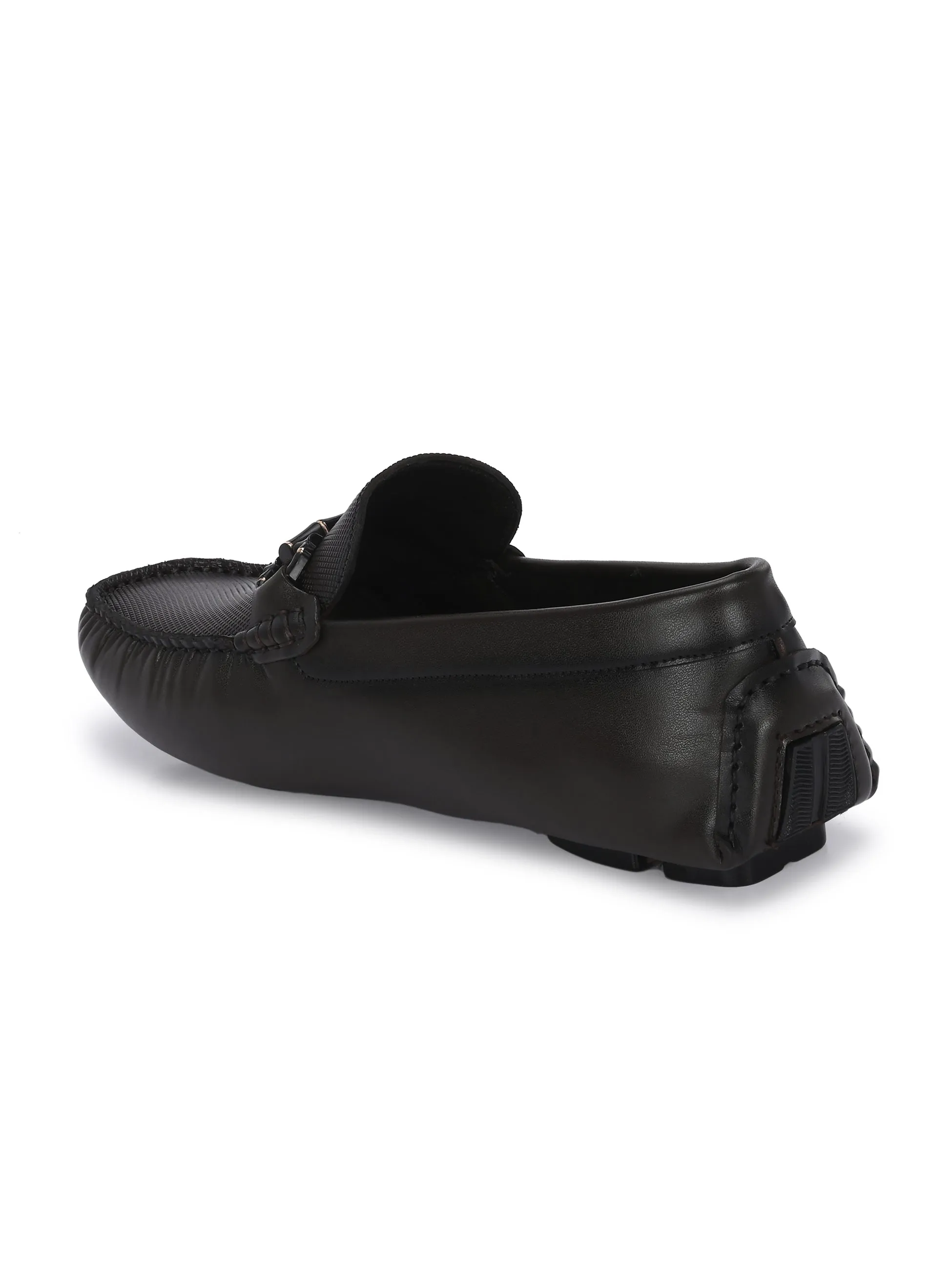 HITZ Men's Brown Leather Casual Loafers