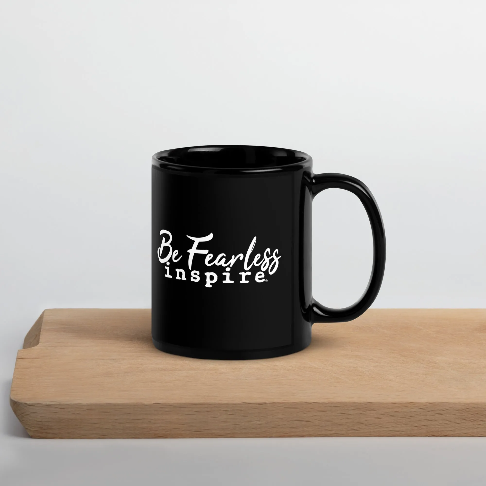 inspire Be Fearless Black Glossy Mug