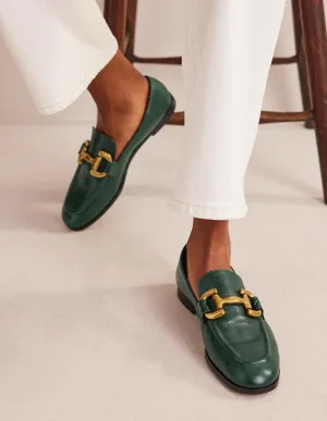 Iris Loafer mit Trensendetail-Chatsworth-Grün Leder