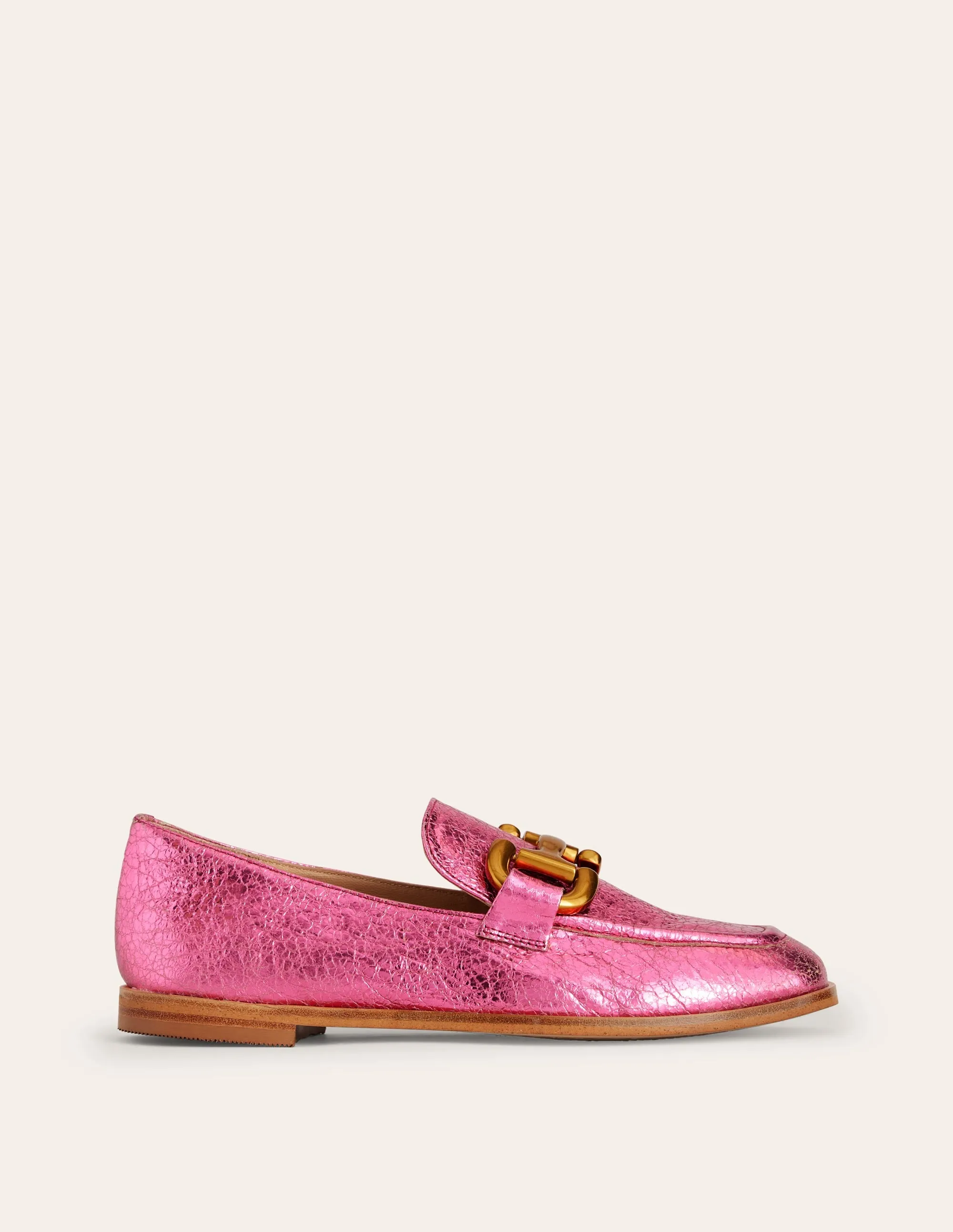 Iris Loafer mit Trensendetail-Leuchtendes Pink Metallic-Leder