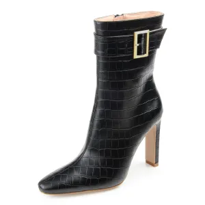 Journee Womens Elanie Tru Comfort Foam Inside Zip Block Heel Booties