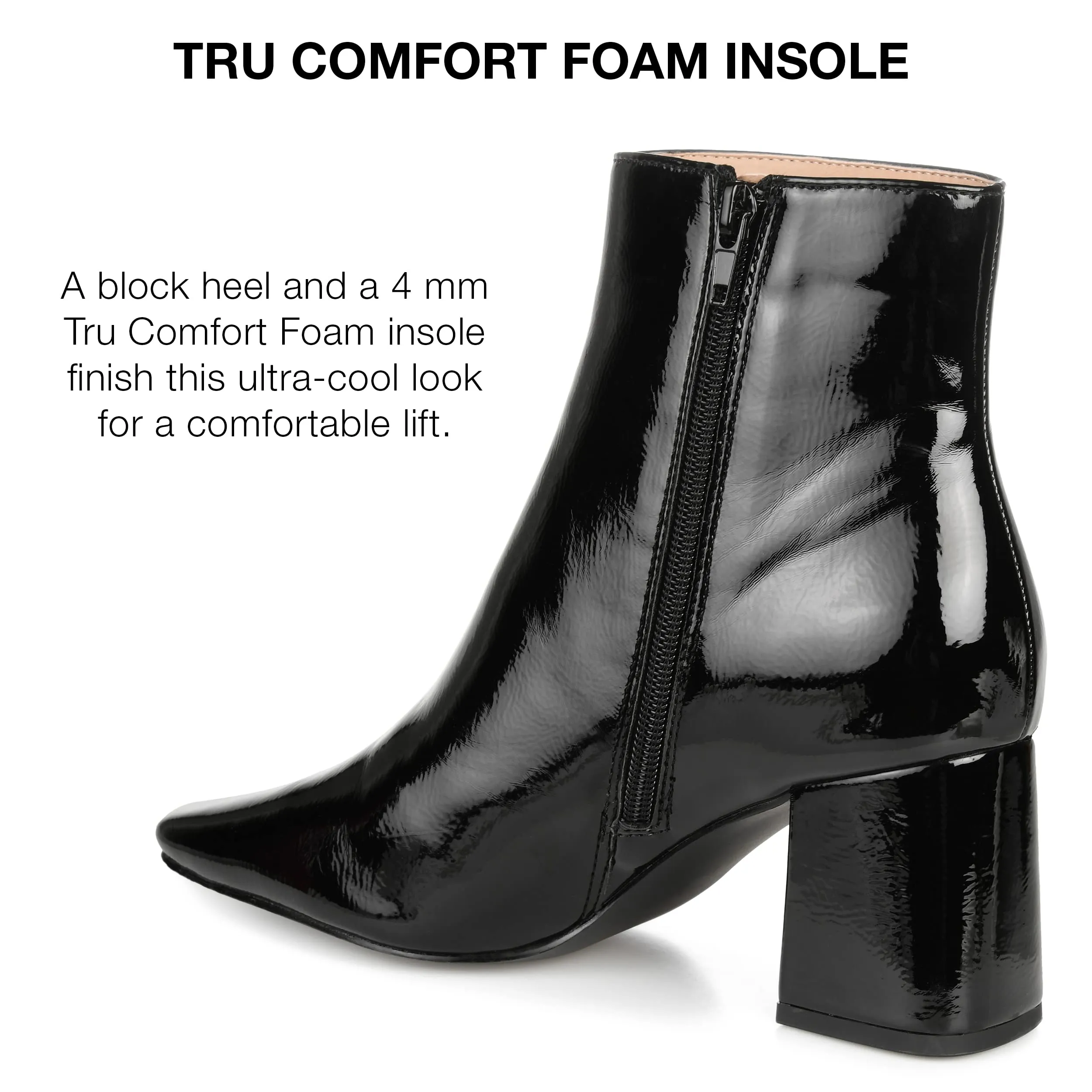 Journee Womens Haylinn Tru Comfort Foam Inside Zip Block Heel Booties