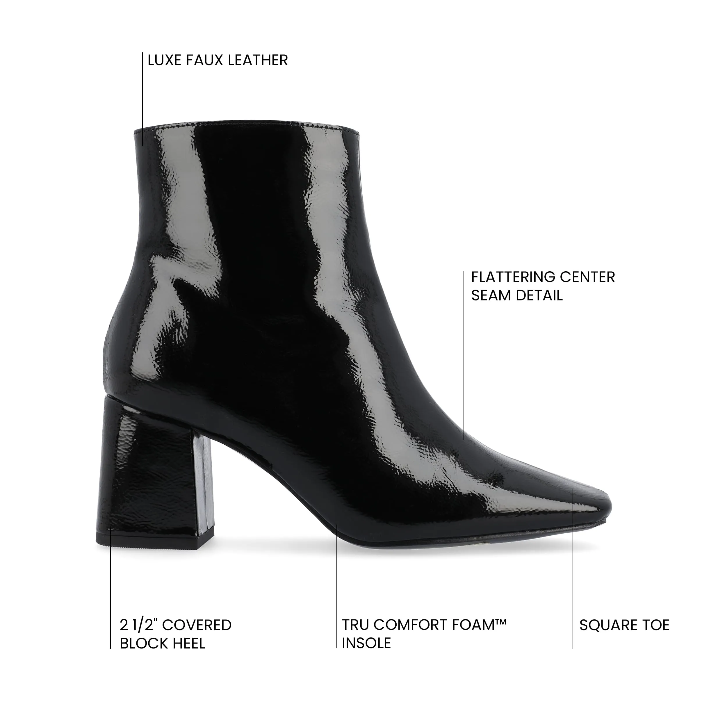 Journee Womens Haylinn Tru Comfort Foam Inside Zip Block Heel Booties