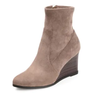 Journee Womens Hepburn Tru Comfort Foam Inside Zip Wedge Booties Taupe