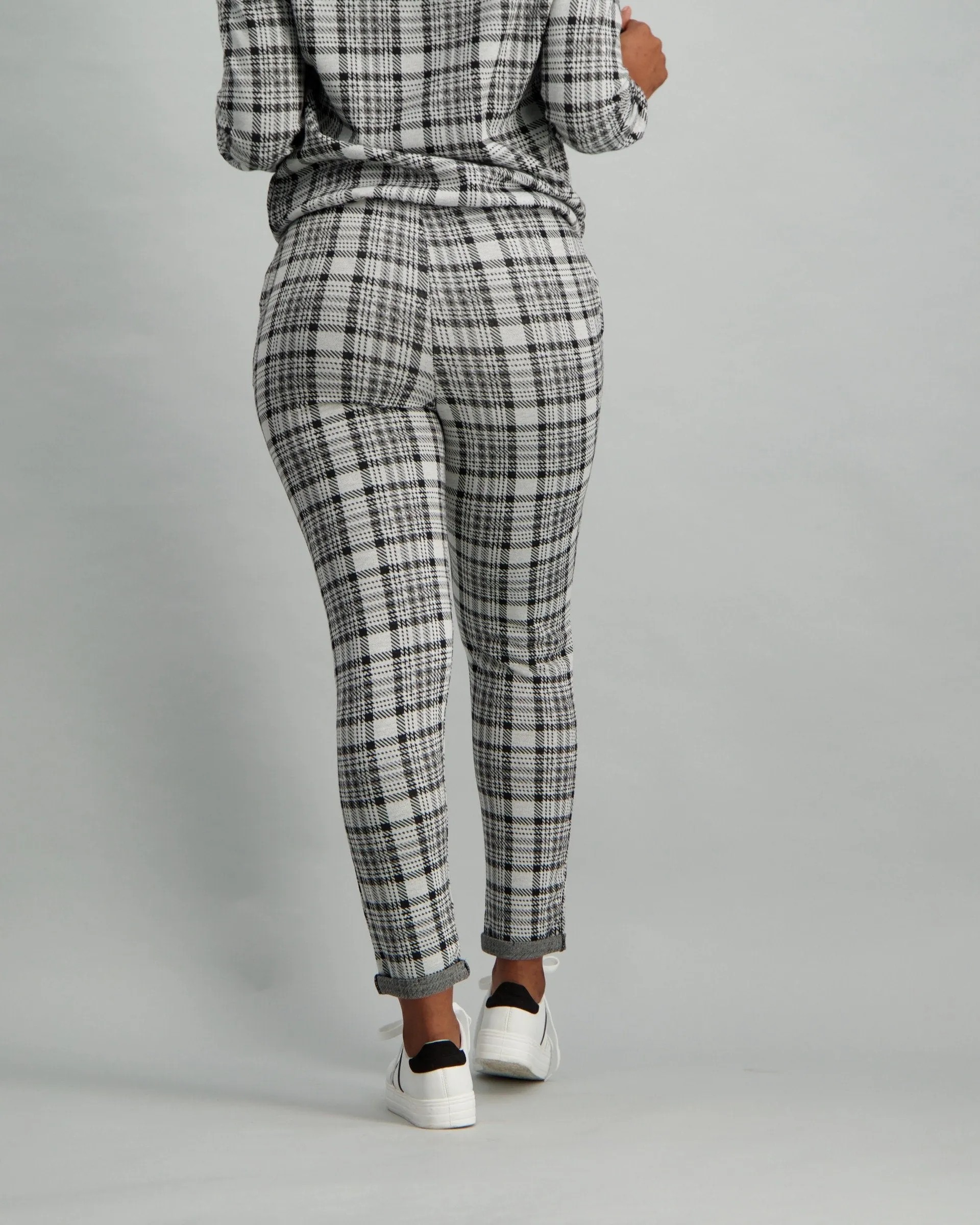 Ladies Checked Fleece Bottoms - Grey