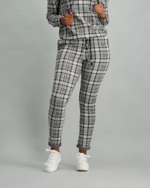 Ladies Checked Fleece Bottoms - Grey