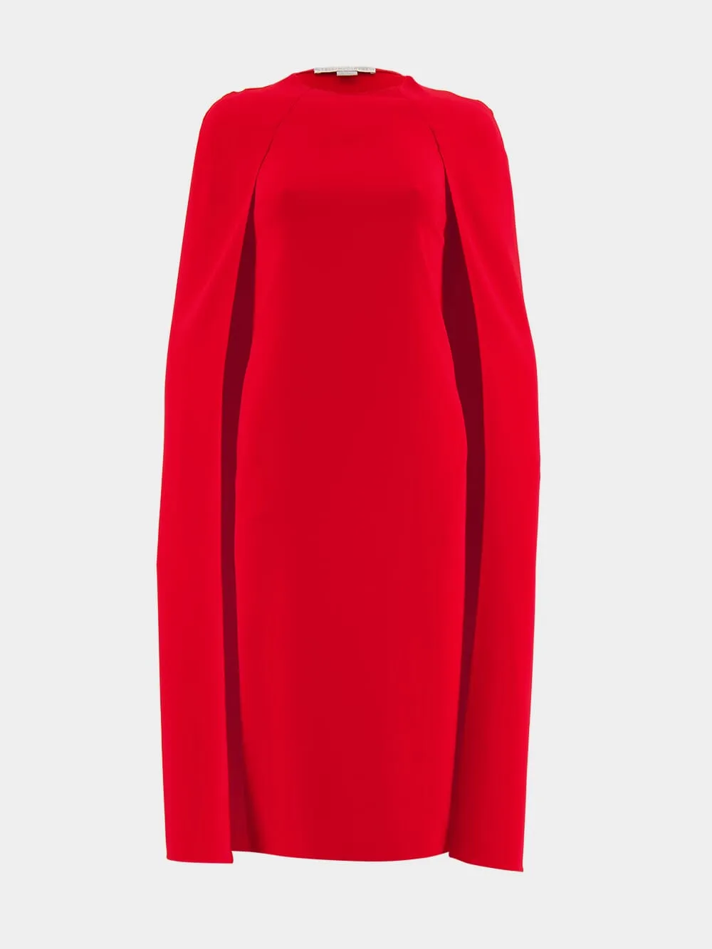Lipstick Red Round Neck Cape Midi Dress