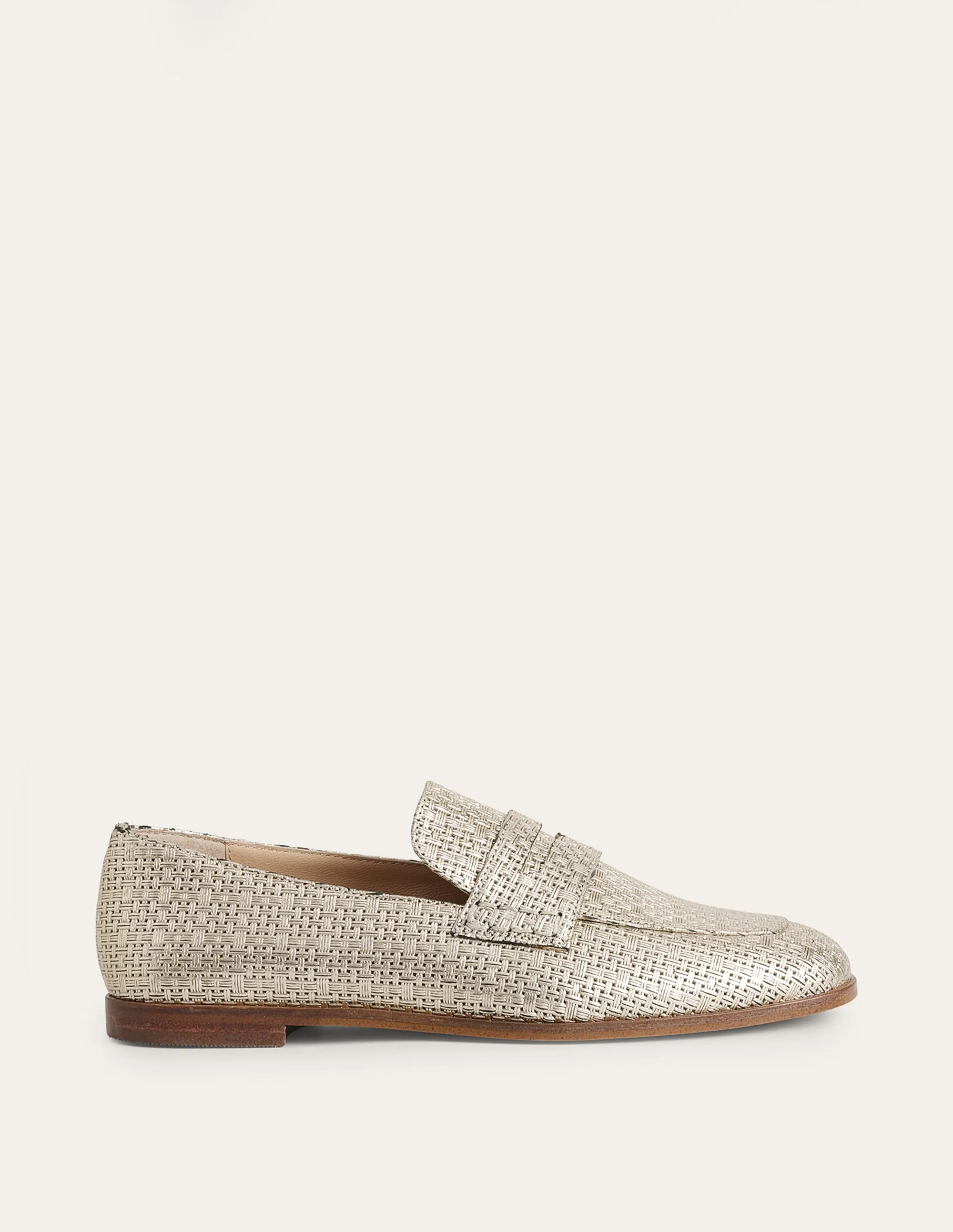Loafer aus gewebtem Leder-Gold, Leder mit Webeffekt