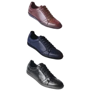 Los Altos Perforated Ostrich Quill Toe Low Top Sneakers