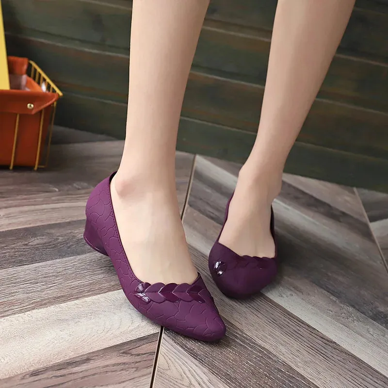 Low Heel Waterproof Rubber Slip on Flats