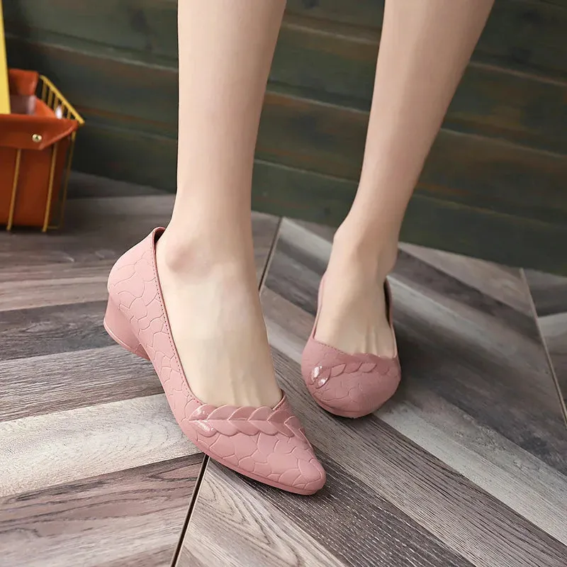 Low Heel Waterproof Rubber Slip on Flats