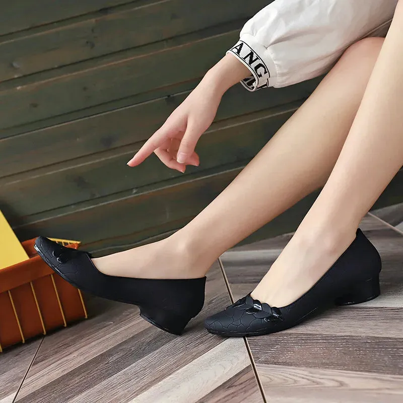 Low Heel Waterproof Rubber Slip on Flats