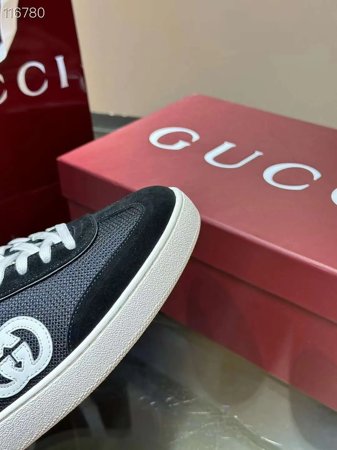 Luxury Black Interlocking G Mesh Sneakers