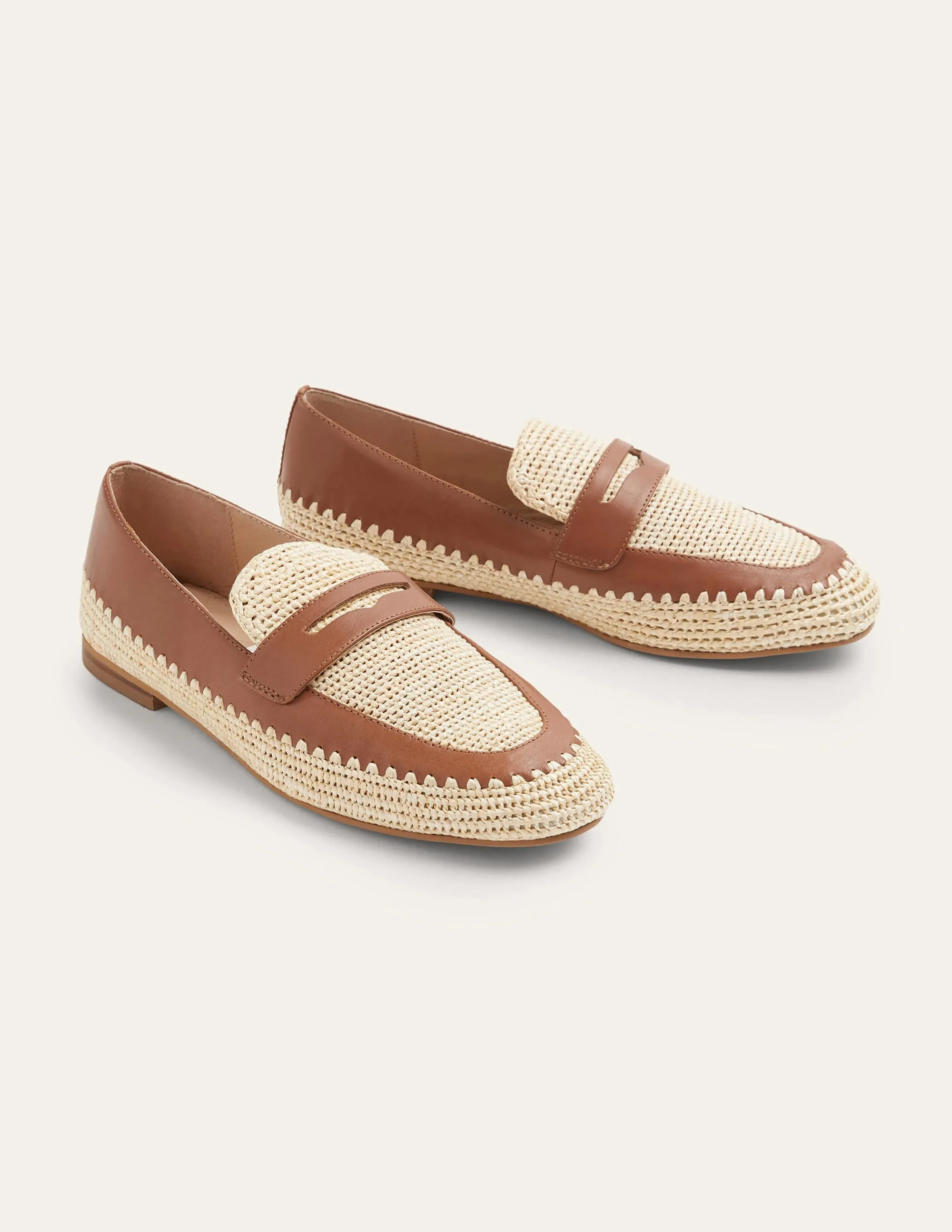 Lydia Loafer mit Bastdetail-Hellbraun