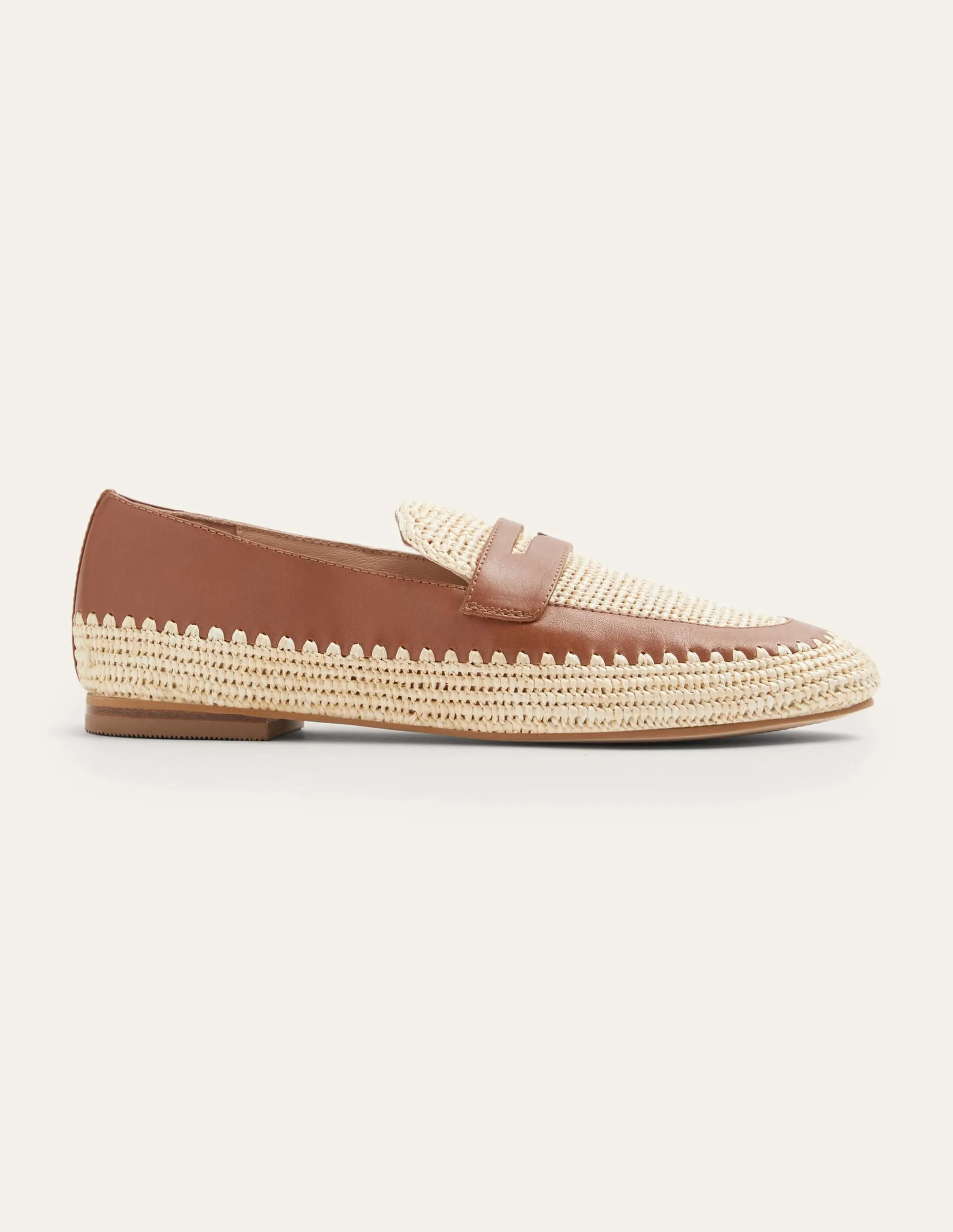 Lydia Loafer mit Bastdetail-Hellbraun