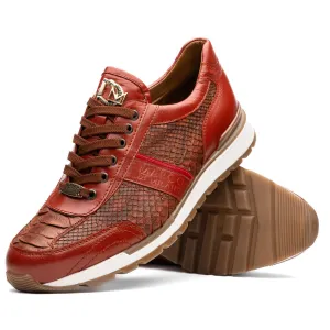 Marco Di Milano Brescia in Antique Cognac Python & Calfskin Sneakers