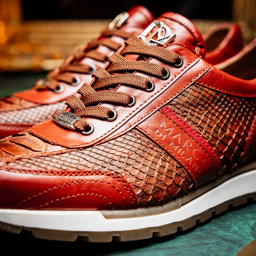 Marco Di Milano Brescia in Antique Cognac Python & Calfskin Sneakers