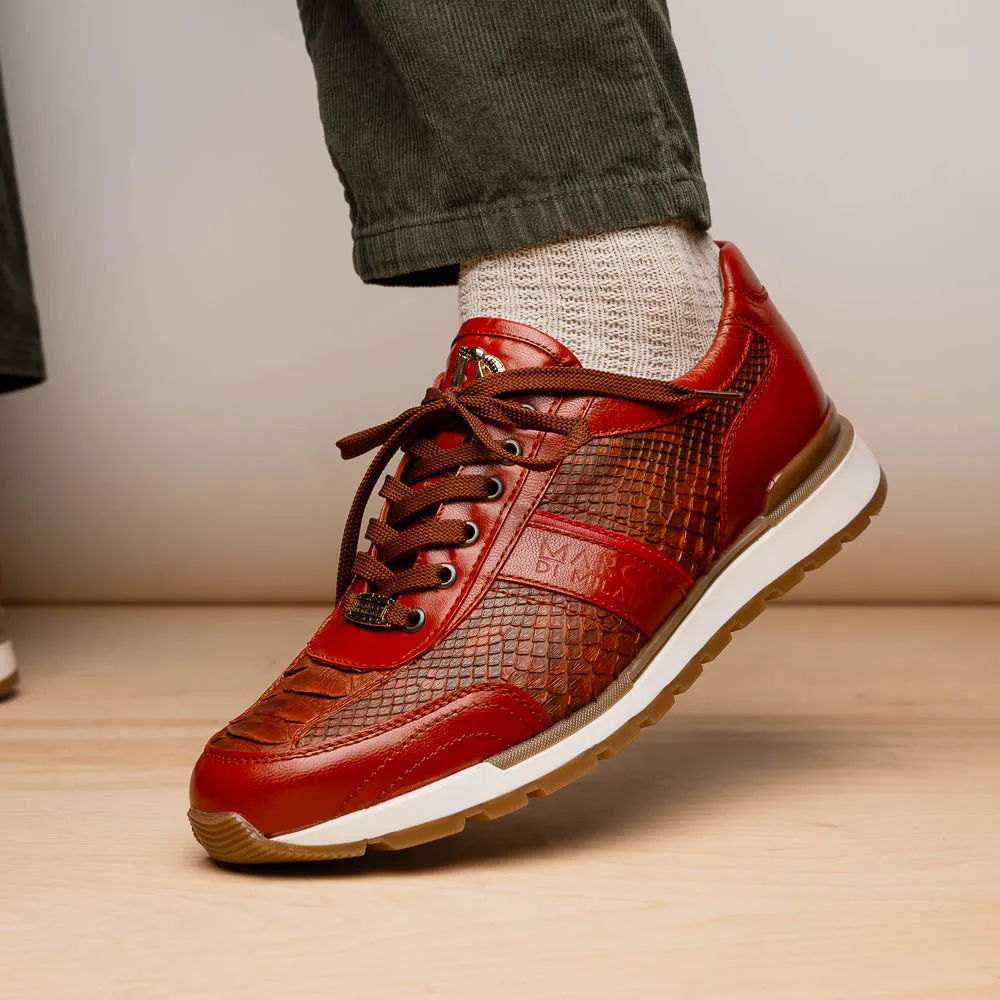 Marco Di Milano Brescia in Antique Cognac Python & Calfskin Sneakers