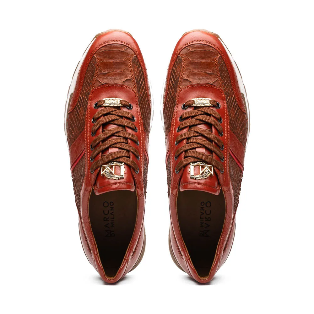 Marco Di Milano Brescia in Antique Cognac Python & Calfskin Sneakers