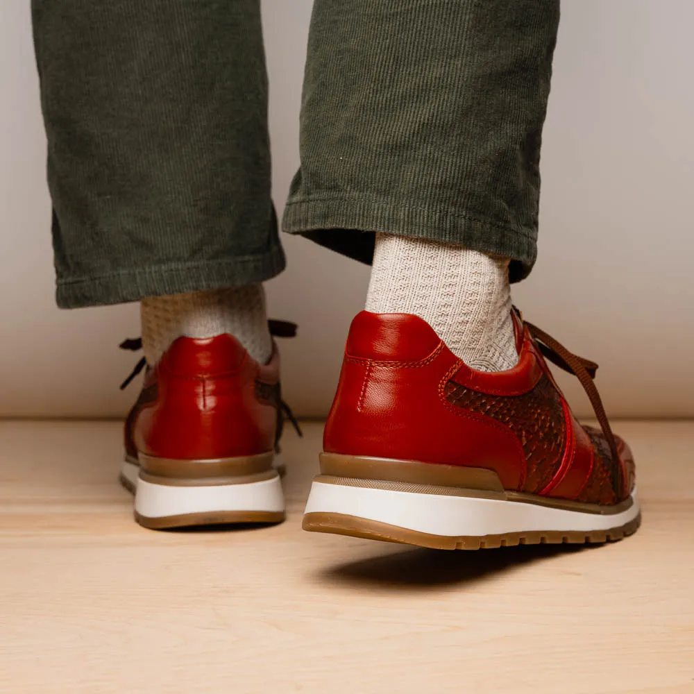 Marco Di Milano Brescia in Antique Cognac Python & Calfskin Sneakers