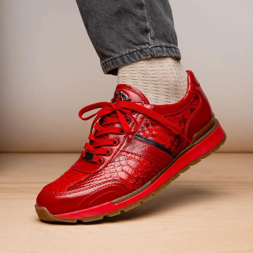 Marco Di Milano Brescia in Red Python & Calfskin Sneakers