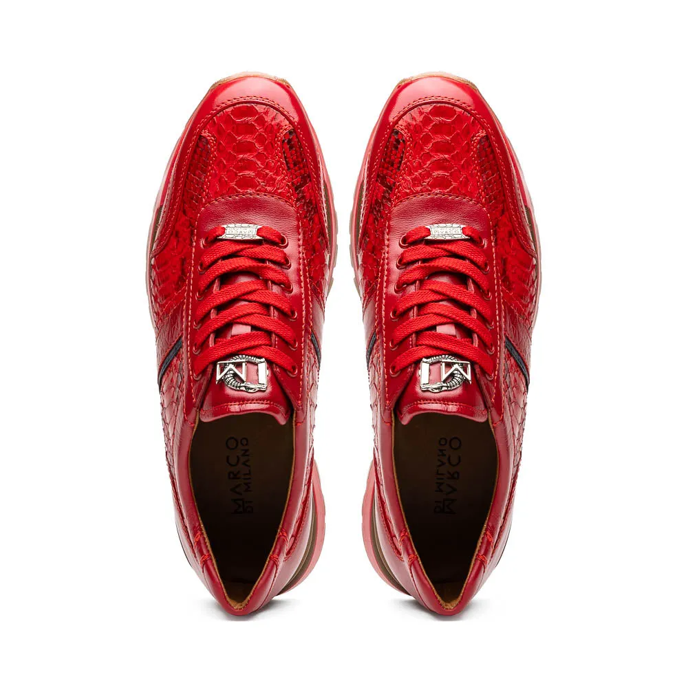 Marco Di Milano Brescia in Red Python & Calfskin Sneakers